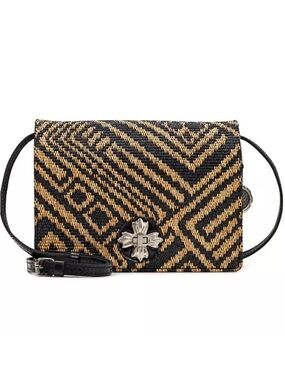 Patricia Nash Consilina Floret Black and Tan Twistlock Crossbody Bag